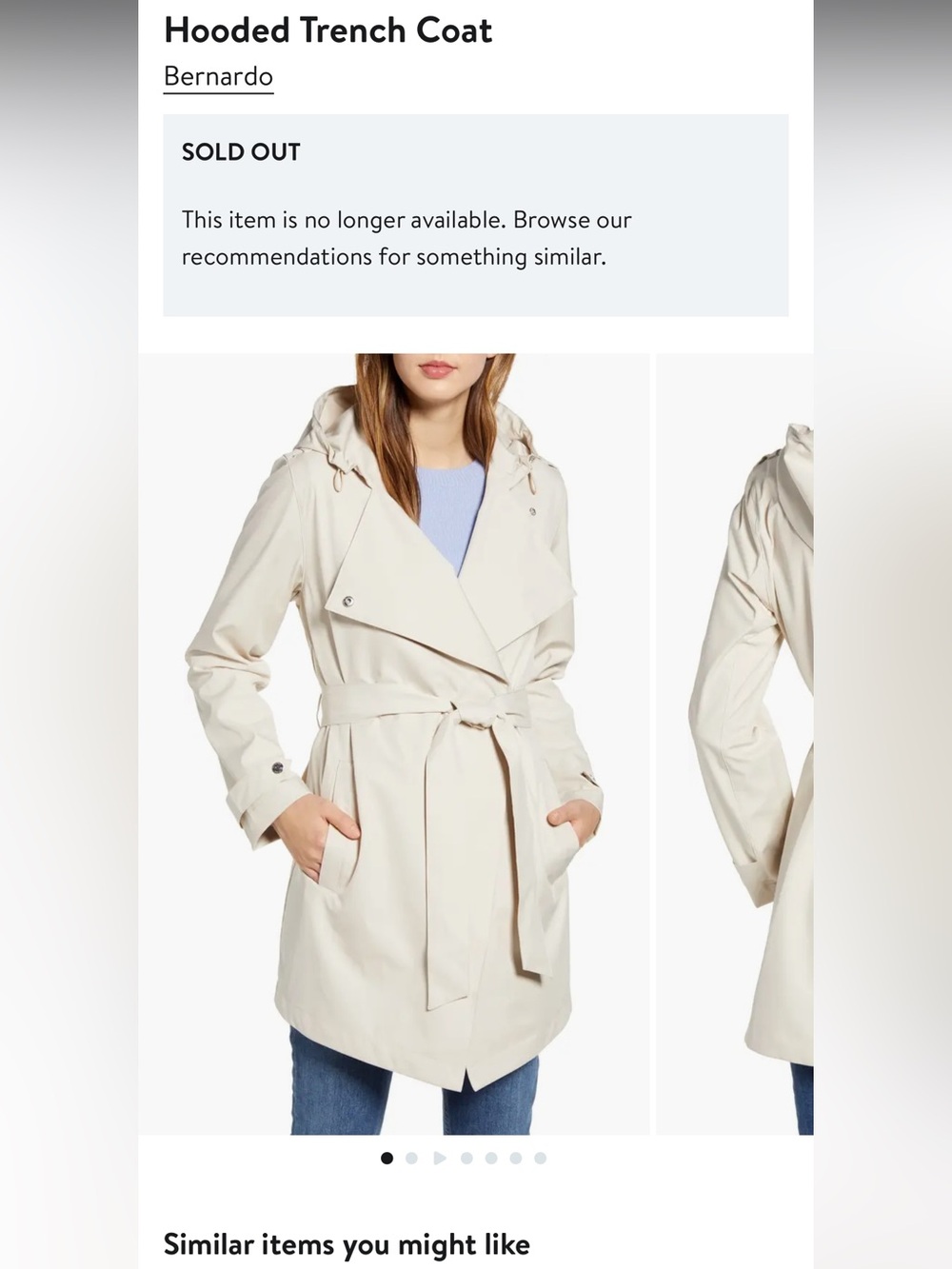 Bernardo Hooded Trench Coat in Light Beige - Picture 4 of 4